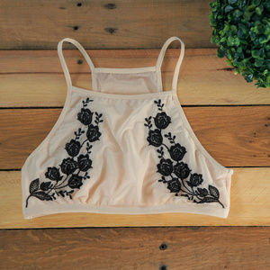 Rue 21 Sheer Floral Embroidered Bralette/Crop Top